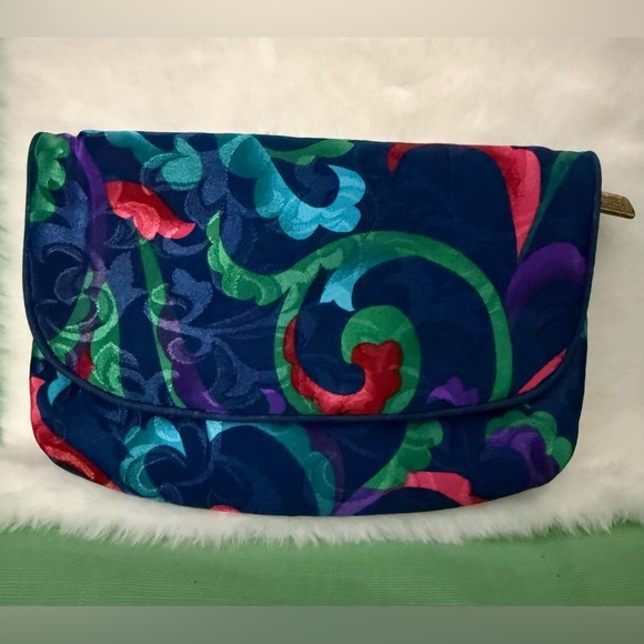 Leslie Fay Blue Multicolor Clutch - Picture 1 of 5